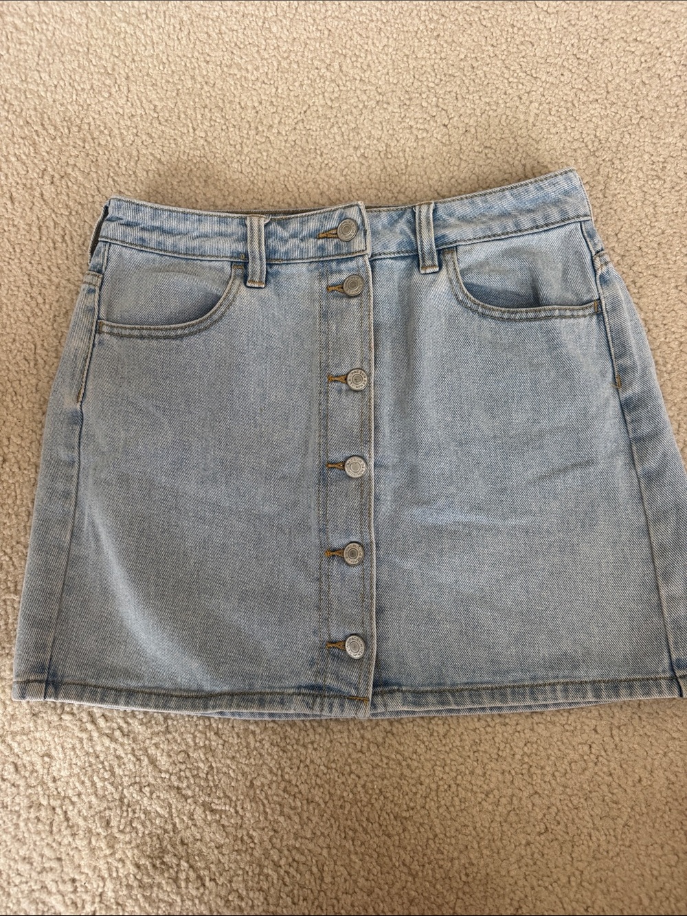 PacSun Light Blue Button-Front Denim Mini Skirt